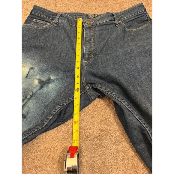 Riders By Lee Womens Custom Bleach Art Jeans Size 18 P Blue Denim Star Flower - Picture 4 of 8